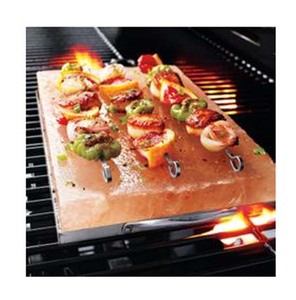 Dalles OEM de cuisine au sel de l'Himalaya Dalles de sel de roche en cristal naturel Plaques Techniques sculptées Plateau en métal inoxydable Barbecue BBQ - Product Image 1