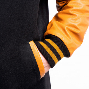 Corps en laine noir personnalisé et manches en cuir Old Gold Sleeves Letterman Coat Vestes Letterman Varsity Coat Jacket - Product Image 2