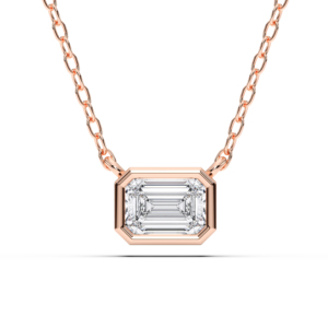 Colgante de bisel de diamante de corte esmeralda de moissanita de 1,00 quilates de 925 quilates de plata de ley para ella - Product Image 1