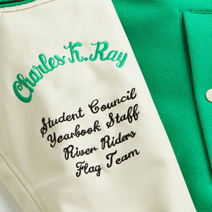 Veste de baseball personnalisée de haute qualité Chenille Patch Broderie Manches en cuir Veste universitaire Letterman baseball vintage pour hommes - Product Image 5