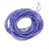Perles Rondelles de Tanzanite 100% Naturelle, Facettées, Bleues, en Fils, pour Bijoux Personnalisés - 3.5-4.5mm, Certifiées par un Certificat Tierce Partie