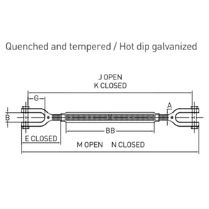 Industrie lourde Type américain forgé tendeur corps ouvert mâchoire à mâchoire conception galvanisé à chaud 11-94mm diamètre de corde Compatible - Product Image 2