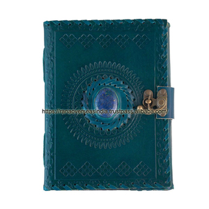 Carnet de croquis en cuir et pierre d'agate vintage personnalisé avec motif d'agate en pierre pour hommes et femmes - Product Image 6