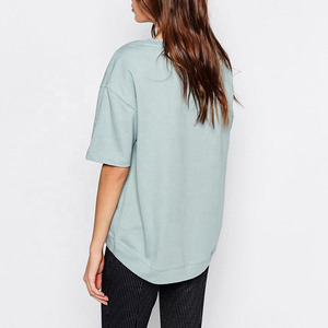2024 último diseño transpirable ligero camisetas de gran tamaño mujeres alta calidad estampado patrón poliéster algodón tela suelta - Product Image 4