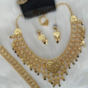 Conjunto de pendientes de Collar chapado en oro de 24 quilates de moda Vintage de inspiración italiana enviado directamente EE. UU. Francia España Turquía Comoras Mayotte - Product Image 1