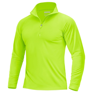 T-shirt de sport respirant anti-UV pour homme, demi-zip, polyester et élasthanne, entraînement de fitness, séchage rapide, logo personnalisé, rash guard - Product Image 1