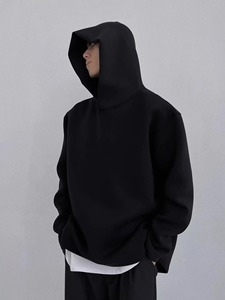 Sweatshirts à capuche légers et basiques pour hommes Pull baggy avec épaule tombante Teint uni pour une coupe confortable en hiver - Product Image 3