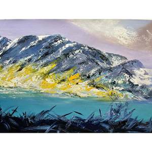 Dipinto a mano 100% astratto paesaggio di montagna di neve moderna 36in X 24in dipinti ad olio su tela arte della parete con stampa fatta a mano - Product Image 4