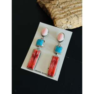Pendientes Colgantes Geométricos de Plata de Ley con Múltiples Piedras de Marcella James - Product Image 4