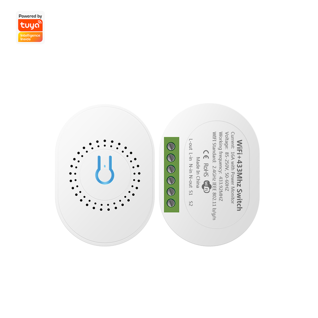 Power Monitor 16A Breaker Smart Life WiFi RF433 Smart Wireless Switch Light Mini 2-Way Module DIY Timer Google Home ABS 240V
