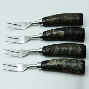 Fabriqué à la main indien vente chaude poignée en corne naturelle fourchette en acier couverts couleur personnalisée Logo hôtel de luxe mariage - Product Image 2