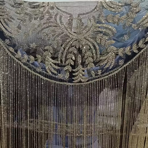 Robe de soirée élégante de style burlesque, longueur ras du sol, col en V, soutien-gorge intégré, broderie droite, perles, paillettes, perles naturelles - Product Image 1