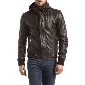Veste de moto pour hommes conçue sur mesure veste de motard en cuir à la mode blouson de motard à capuche vente en gros - Product Image 1