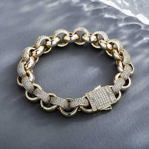 Ice VS1 Moissanite Cut Diamond Hip Hop Oro blanco Rodio Pulsera de eslabones cubanos de boda de moda para Unisex Plata de Ley 925 - Product Image 5