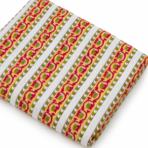 Tissu en voile de coton tissé léger imprimé à la main Pinksa, motif feuilles jaunes et bleues, style Rajasthan, fil 60S/60S, 90 GSM - Product Image 5