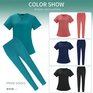 Vente en gros uniforme d'infirmière col en V de haute qualité vêtements d'hôpital d'été respirants à la mode pour les infirmières et le personnel - Product Image 4