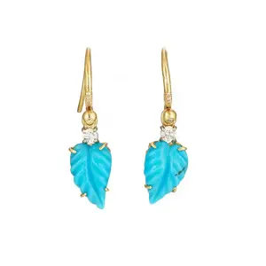 Indian Supplier Genuine Turquoise Gemstone Earrings Available At Affordable Price