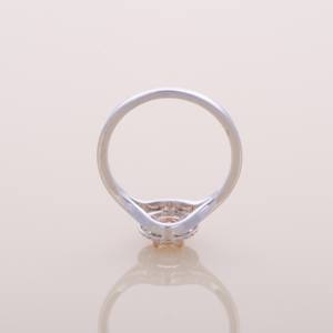 IGI Certified Oval Peach Diamond Halo Engagement Ring with Split Shank in <b>Solid</b> 925 Sterling <b>Silver</b> - Product Image 5