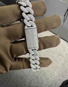 VVS Moissanite Bracelet en argent sterling 925 14MM 8 pouces plaqué or blanc - Product Image 1