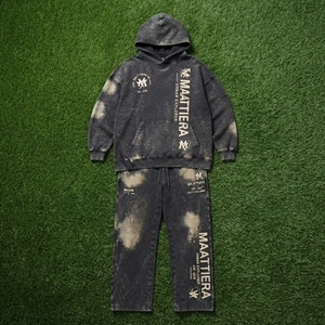 Conjunto de Sudadera Oversize Lavada Personalizada y Pantalones Anchos de Felpa para Mujer, Chándal de Algodón Estilo Urbano OEM ODM - Product Image 5