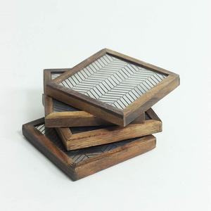 Posavasos de madera de diseño fabuloso con juego de soporte de seis posavasos de piedra de producto de Venta caliente centro de mesa de vajilla de calidad increíble - Product Image 2