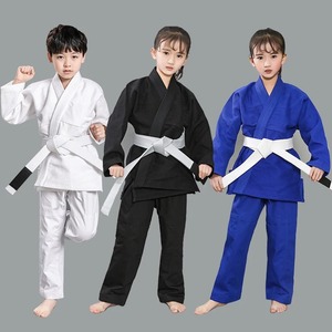 Kimono personalizado de Jiu Jitsu de 100% algodón, uniforme de artes marciales de calidad superior para niños, tejido de perlas con logotipo frontal - Product Image 3