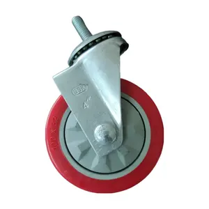 Red 100 mm threaded stem Caster wheels Swivel Plate Furniture Casters made in Vietnam cheap price
