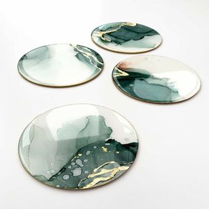 Ensemble de sous-verres en résine unique avec tapis en époxy scintillant en cristal faits à la main pour la table de cuisine de salon élégant et les coffrets cadeaux - Product Image 2