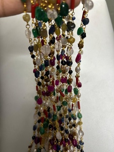 Collar de Cristal Natural Navratan Navgrah Mala, Chapado en Oro, con Piedras Preciosas, Hecho a Mano, con Nueve Planetas, Venta al por Mayor - Product Image 3