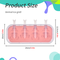 Moules à sucettes glacées écologiques faits maison moules à glaçons en silicone flexibles en forme d'animal avec couvercle réutilisable pour la crème glacée bricolage