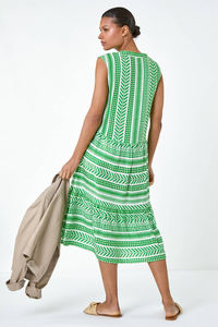 Robe d'été indienne élégante en V pour femmes, robe d'été à manches courtes et à volants, robe de plage et décontractée, longueur genou pour femmes - Product Image 5