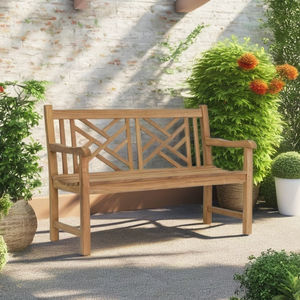 ม้านั่งไม้สักคุณภาพสูง ทนทาน เฟอร์นิเจอร์ไม้เนื้อแข็งสำหรับสวนกลางแจ้งพร้อมดีไซน์ที่สะดวกสบาย - Product Image 4