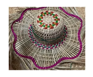 Chapéu de palha de grama tecido para viagens de pesca e praia/chapéu Vietnã para guarda-sol diário