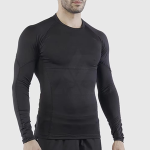 Camisetas de Compresión Sólidas de Manga Larga con Cuello Redondo, Corduroy, Spandex/Poliéster, Ligeras, Transpirables, de Secado Rápido y Ecológicas para Hombre - Product Image 3