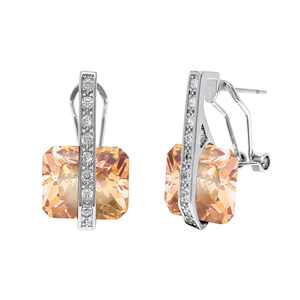 Cubic Zirconia Luxury Eearrings , Fashion Trendy CZ Charm Eearrings , Jewelry For Women <b>Men</b> Kids . Copper Brass <b>Silver</b> - Product Image 1