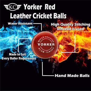 Pick 6 KC ENTERPRISES Yorker Red Leather Cricket Balls Peso 156gm-160gm Mejor calidad Estándar internacional ALUM Tannde - Product Image 6