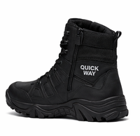 Bottes tactiques en cuir pour hommes, à lacets, imperméables, pour la randonnée en désert et en jungle, à tige haute, couleur beige
