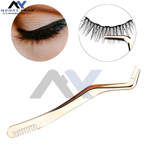 Pinzas profesionales para extensión de pestañas de acero inoxidable logotipo personalizado etiqueta privada puntas de fibra de belleza de alta calidad para uso en cejas - Product Image 2