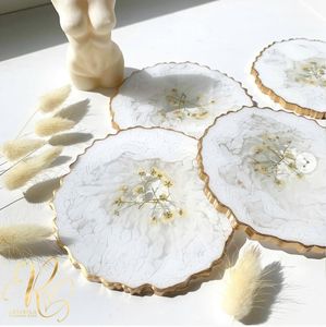 Sous-verres de luxe faits à la main en résine tampons carrés de couleur personnalisables pour ensemble de table de cuisine meilleur prix sous-verre promotionnel pour la maison - Product Image 5