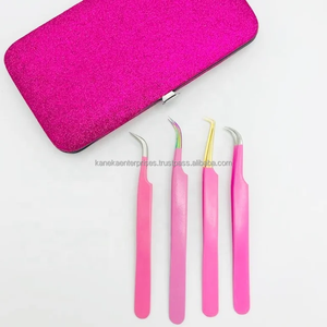 Professional Eyelash Tweezers for Lash Extensions Stainless Steel Curved Fiber Tip Precision Anti-Static 12-14cm - Product Image 1