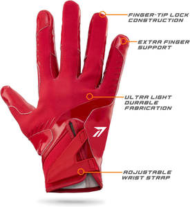 Service OEM Gants de football américain avec paume collante, paume personnalisée imprimée en silicone, dos de la main rembourré, vente en gros de gants de football rembourrés pour joueurs de ligne - Product Image 3