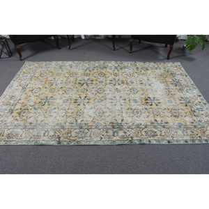 Alfombra Turca Vintage de 5.1x8.1 pies (156x246 cm), Alfombra de Lana Azul Sólida - Product Image 3