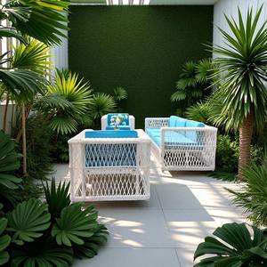 Meubles de patio extérieur durables en PRSF-121 de rotin poly sièges de loisirs en forme de lune pour le remplissage de mousse d'atelier de villa de salon - Product Image 5