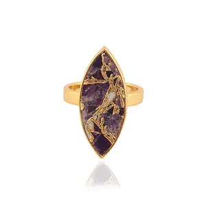 迷人的外观铜紫玉镀金夹头设置开口可调戒指设计师批发价侯爵夫人形状戒指