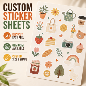 Hojas de Pegatinas Personalizadas Estilo Cottagecore, Lindas Pegatinas Decorativas para Diario con Diseños de Comida, Plantas y Animales - Product Image 1