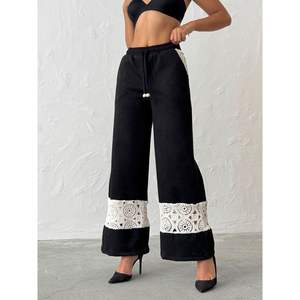 กางเกงขากว้างสำหรับผู้หญิงพร้อมดีเทลลูกไม้สุดหรู - Product Image 6