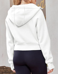 Sudadera con capucha de forro polar para mujer, con cremallera frontal, bordada, con estampado acid wash, estilo urbano, deportiva, al por mayor, lisa - Product Image 4