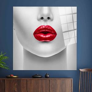 Décoration murale élégante en verre transparent : Toile avec impression de lèvres rouges d'une femme sexy, ART EN VERRE TÉMPERÉ - Product Image 1
