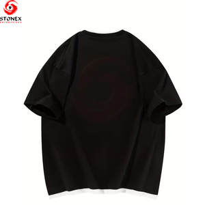 Camiseta Extra Grande para Hombre, Color Negro, Tela Suave 100% Algodón, Diseño de Cuello Redondo, Ropa Casual, Logotipo Personalizado, Pedidos al por Mayor, Primavera - Product Image 2