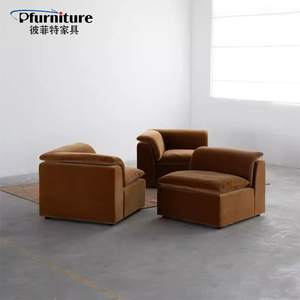 <span class=keywords><strong>โซฟา</strong></span>กำมะหยี่สีน้ำตาลสำหรับห้องนั่งเล่นแบบแยกส่วนดีไซน์เรียบง่ายผสมผสานการรับบล็อกเต้าหู้ - Product Image 5